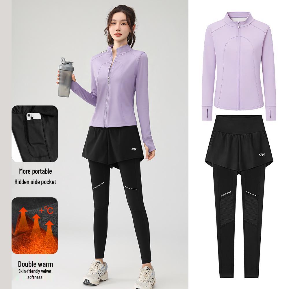 Autumn & Winter Quick-Dry Two-in-One Velvet Sports Pants for Running & Outdoor Fitness