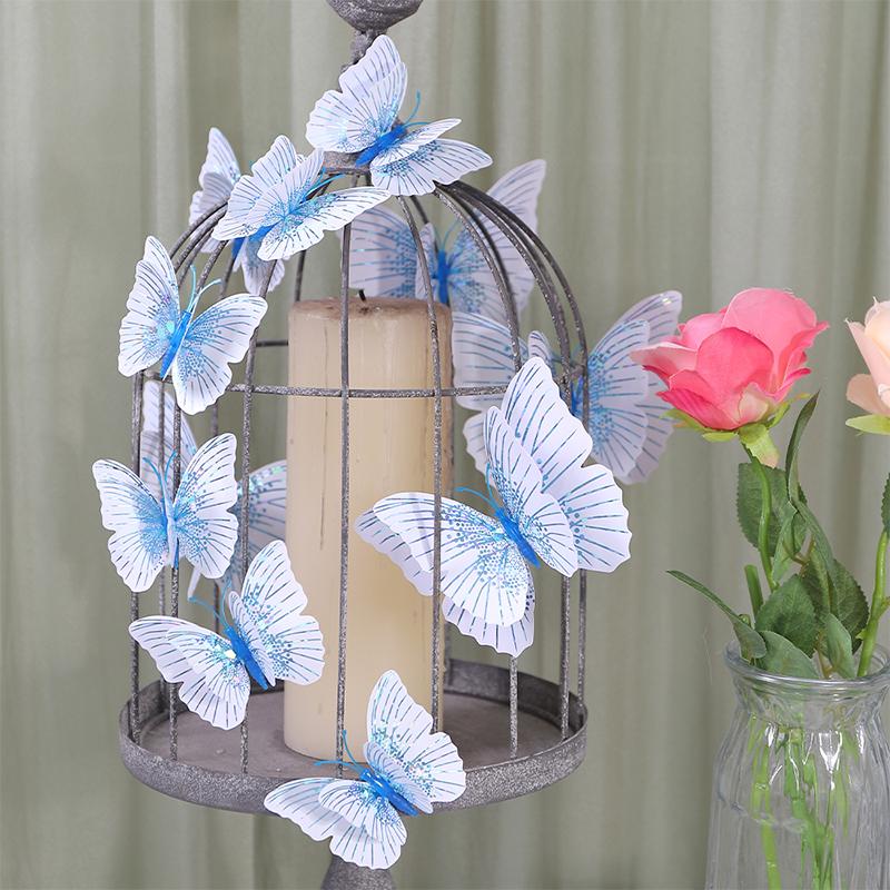 Neue 12 Stück Doppelschicht 3D Schmetterling Wandaufkleber Heimzimmer Dekor Schmetterlinge für Hochzeitsdekoration Magnet Kühlschrankaufkleber