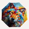 1pc Colorful Wolf Head Art Pattern Automatic Umbrella is Fashionable and Good-Looking, Suitable for Travel and Daily Use.R089