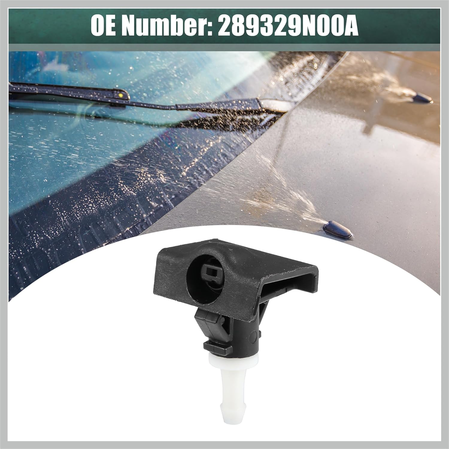 Windshield Wiper Washer Nozzle Spray Jet Fit for Nissan Maxima 2009-2011 No.289329N00A - Pack of 2 Black Replacement Car Parts