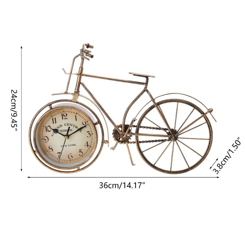 Antique Bicycle Alarm Clock Arabi Numeral Desk Clock Vintage Table Clock Home Office Bedroom Dormitory Decoration