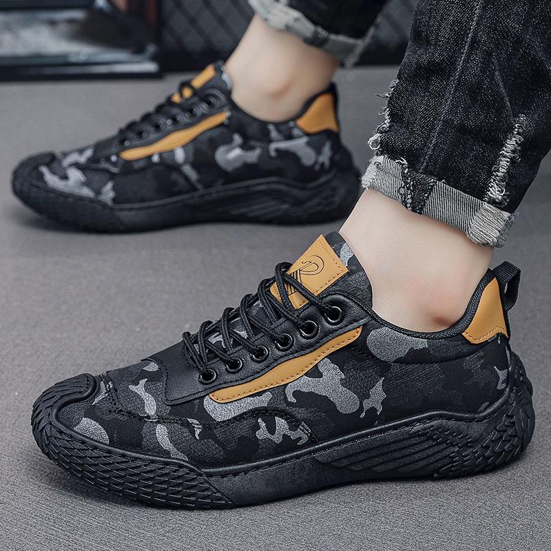 2024 New Lacing Flats Vulcanized Shoes Breathable Men Casual Shoes Lightweight Outdoor Male Walking Anti-slip Men's Sneakers