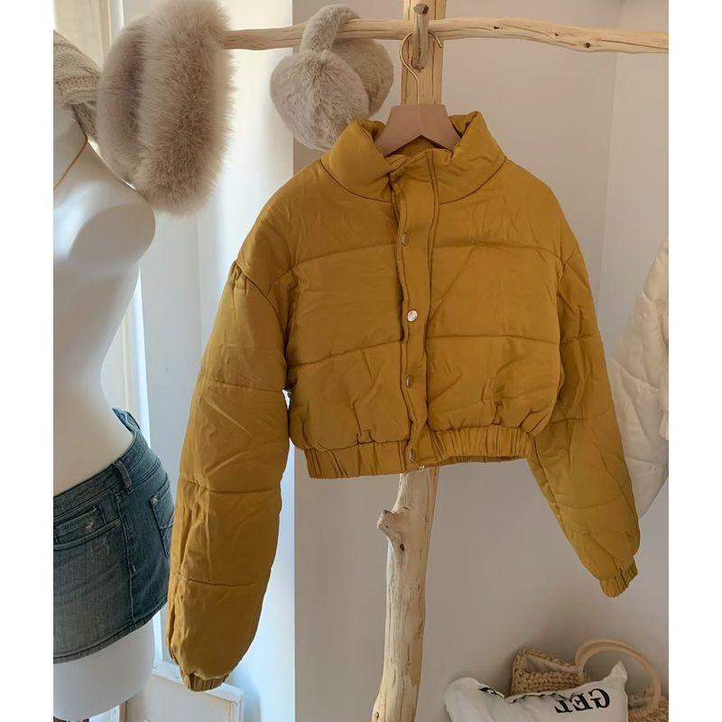 

@ American Single Better * Fashionable Kendall Style Stand Collar Short Long Sleeves down Cotton-Padded Jacket Puffer Jacket Coat Turmeric (color No. 1 L