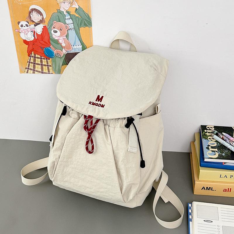 Drawstring Backpack Travel Contrast Backpack Lightweight Nylon Schoolbag