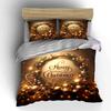 Golden Merry Christmas Design Bedding Duvet Cover Set Duvet Cover Pillowcases  (1*Duvet Cover 2*Pillowcases, without duvet insert)