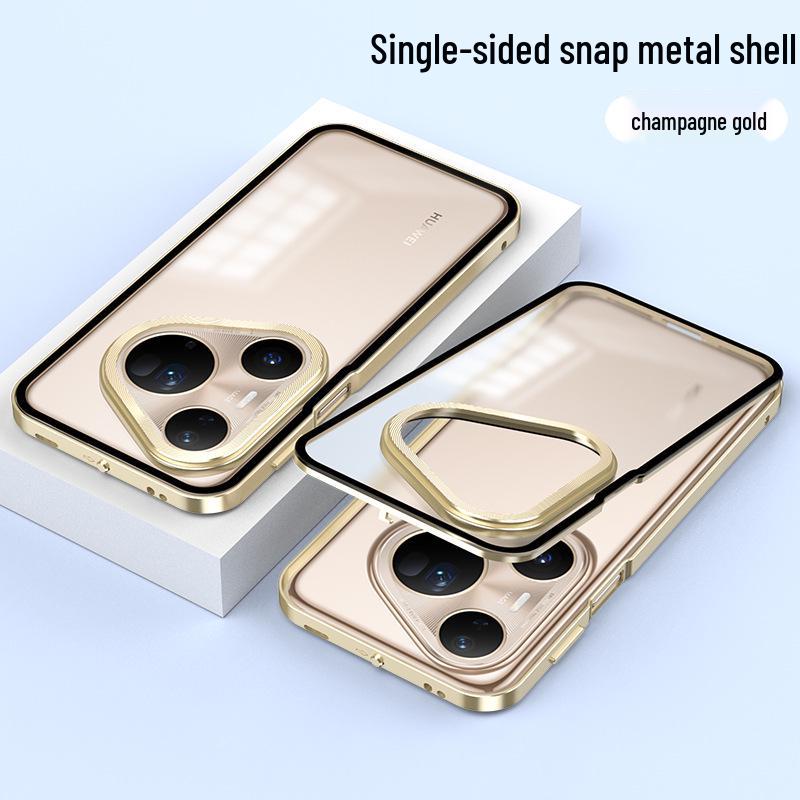 Huawei Pura70 Pro Metal Frame Frosted Snap-Button P60 Back Panel Phone Case for P80 Ultra