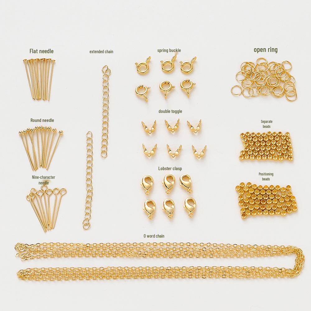 14k Copper Plated Box Chain Glue Pendant Necklace - DIY Semi-finished Jewelry Accessory with Color Retention