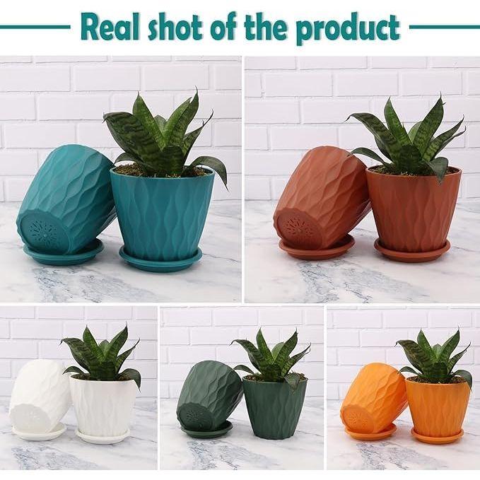 6.3 Inch Flower Pots for Home Decoration, Indoor Plant Pots, Gardening Pots for Plants, Plastic Flower Pots for Garden Plants (5 Colors)