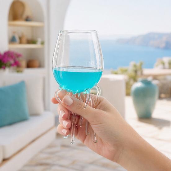 Octopus Wine Glass, Jellyfish Shaped Martini Cup, Creative Cocktail Glass for Juice Bar, Novelty Home Decor Gift