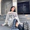 Gothic Long Sleeve Women's Torn Sweater Hip Hop Streetwear Printed Punk Japanese Style Winter Women's Knitted Oversize Crewneck Grunge Sweater