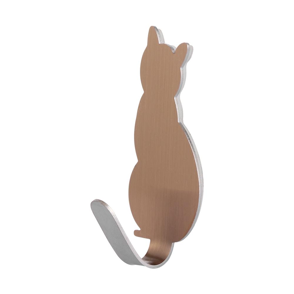 2pcs Stick On Wall Kitchen Bathroom Hanger Towel Racks Storage Holder Cat Pattern Hooks