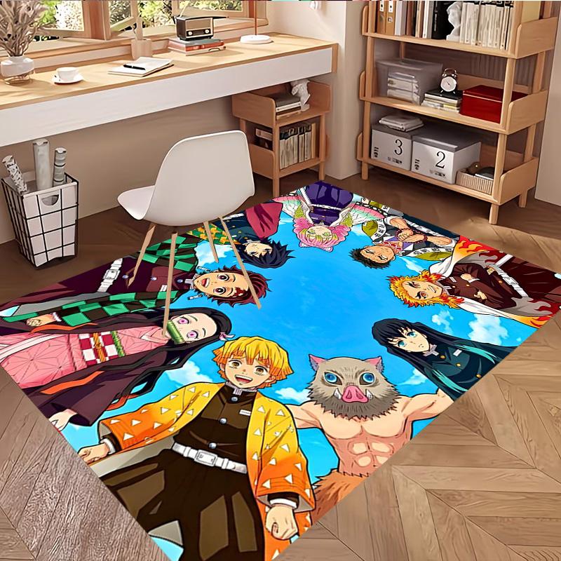 Demon Slayer Print Rug, Washable Floor Carpet, For Entryway Dorm Laundry Room Office Study, Home Decor Birthday Christmas Gift