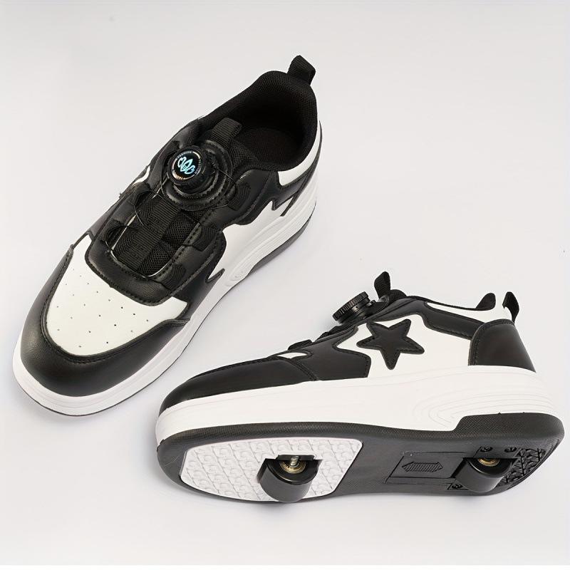 

2026 Detachable Youth Black & White Roller Skates US 1.5 Big Kid