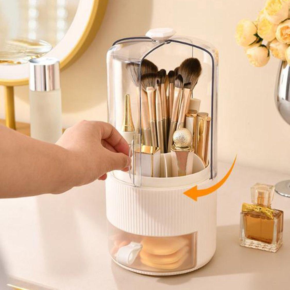 Plastic 360° Rotating Makeup Brush Holder Large Capacity Lipstick Eyebrow Pencil Holder  Bathroom
