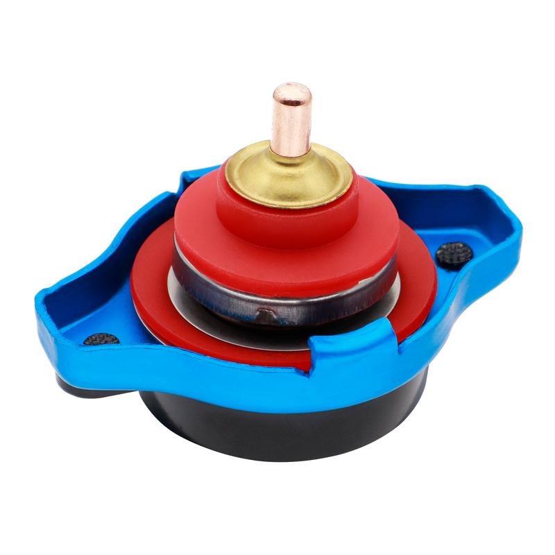 OEMASSIVE Racing Engine Radiator High Pressure Cap 1.1 Bar Small Head With Water Temp Gauge Blue Tank Cover Replacement Car Hot