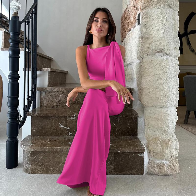 Móda Solid O Neck Bez rukávů Patchwork Sexy Bodycon Maxi Plesové šaty Letní Ženy Oblečení Party Festival Club Y2K