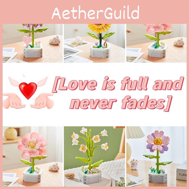 Creative Plant Flower Building Blocks For Children Diy Puzzle Toy Gift For Valentine's Day Sunflower Style