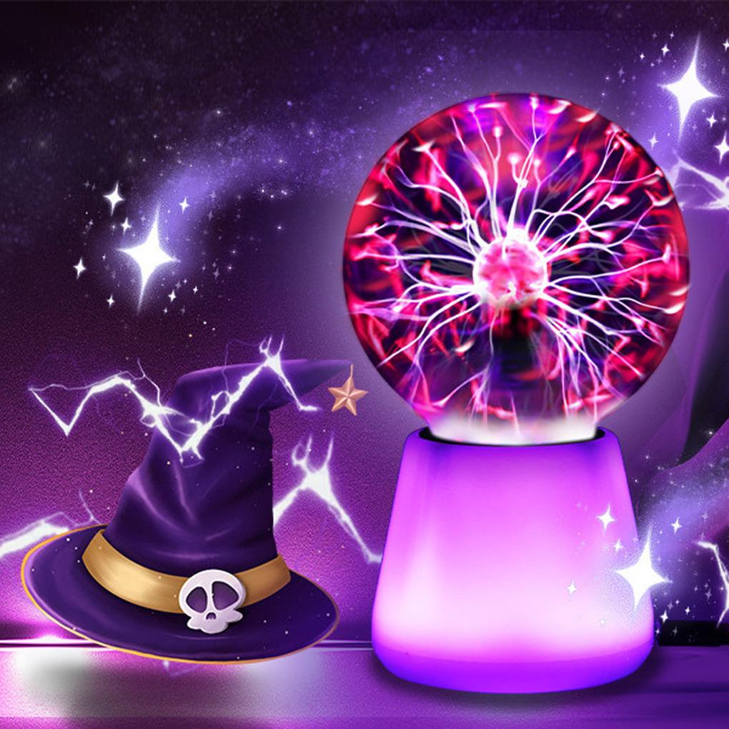 Plasma Ball Lamp Interactive Touch Globe 3 Inch Fun Lamp USB Powered 7 Color Changing Lights Mood Lighting Party Prop