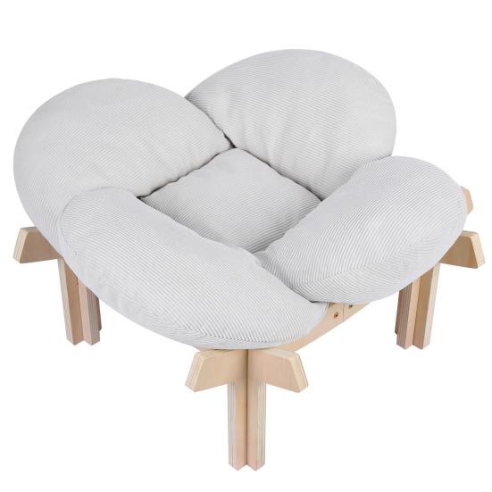 Pet Couch Sofa Elevated Wooden Cat Bed with Fluffy Removable Cushion, Petal Shaped Sofa, Raised Kitty Lounge Chair 40lbs Capacity, for Indoor