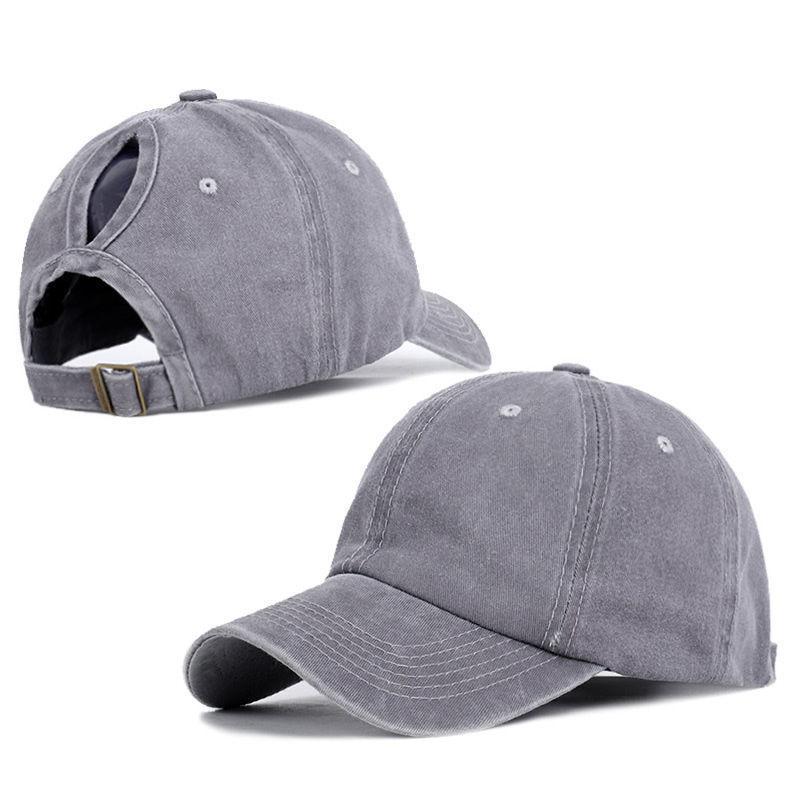 1 Stuks Trendy Lichtgewicht Katoenen Pet met Verweerde Look, Zonneklep, Verstelbare Pasvorm & Geschikt voor Paardenstaarten, Voor Stijlvolle Vrouwen Adjustable