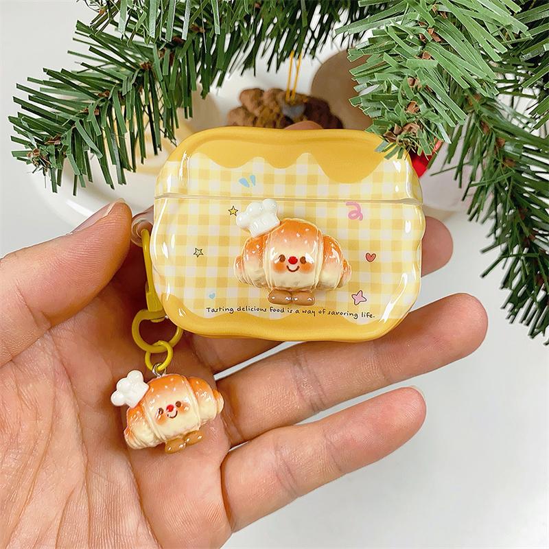 Koreanisches Niedliches 3D-Hamburger-Karomuster-Kopfhörerhülle Für Airpods 4 3 2 Pro 3 Abdeckung mit Anhänger Silikon-Headset-Schutzhüllen Funda