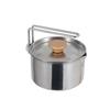 Foldable Camping Cookware Stainless Steel Picnic Cooking Pot 1L Water Kettle Pan  Outdoor Hiking