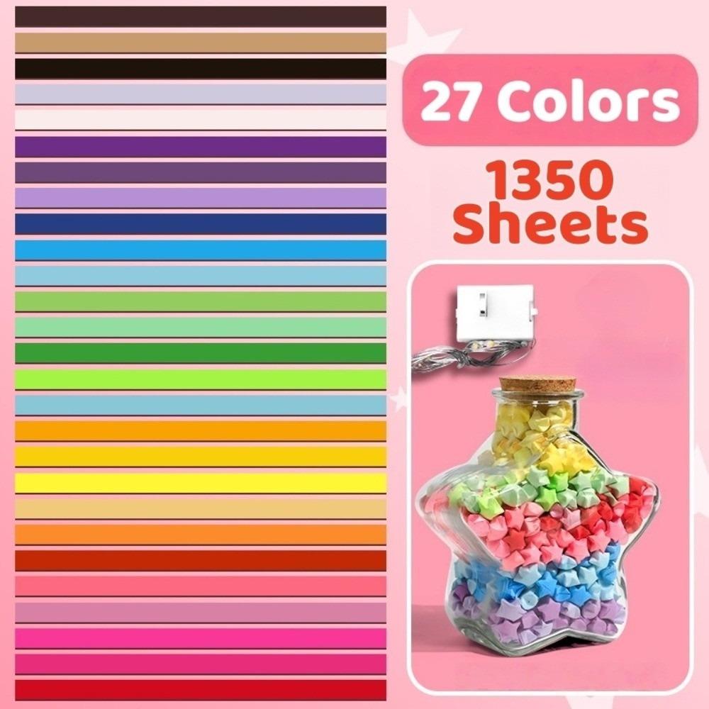 DIY Five Pointed Star Wishing Bottle Kawaii Rainbow Color Origami Stars Paper Strips Decorative House Decoracion