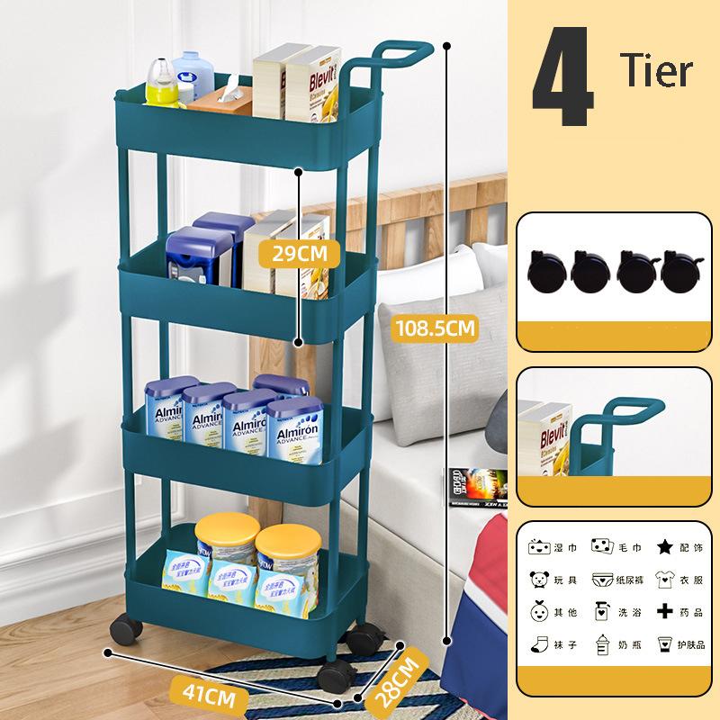 Rollwagen mit 3/4/5 Ebenen, Allzweckwagen mit feststellbaren Rädern und Aufbewahrungswagen mit Griff für Wohnzimmer, Schlafzimmer, Küche, Büro