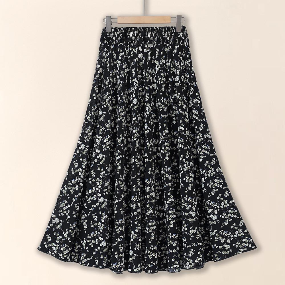 Ice Silk Floral Midi Skirt With Breathable Fabric For Middleaged Women Casual Wear