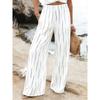 Floral Print Wide Leg Women Pants Spring Drawstring Bohemia Trousers Lady Casual Loose Elastic Waist Pantalonsw Plus Size