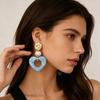 Vintage European & American Style Geometric Blue Heart Earrings for Women