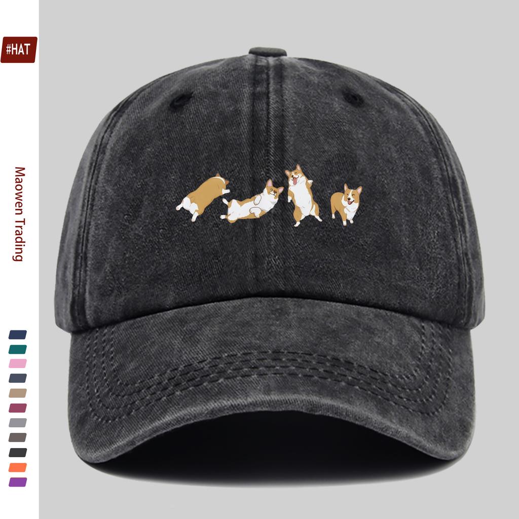 pc Cute Corgi Print Baseball Cap Sun Hat with Adorable Pet Dog Design Comfortable and Lightweight Trucker Decorative Hat Adj