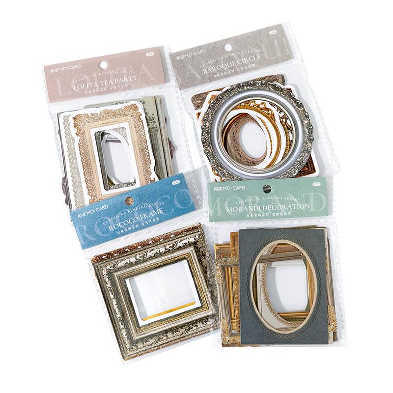 10Pcs Set Vintage Cloth Texture Hollow Stickers Art Texture Journal Collage Decor Decals