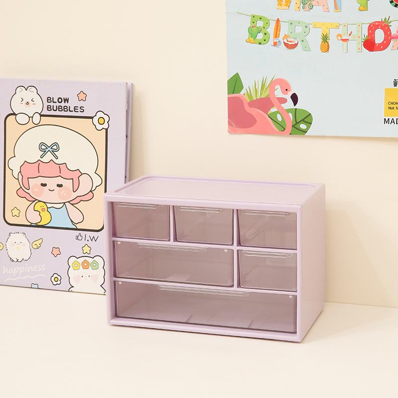 "Stylish Dustproof Storage Box – 6 Compartments for Dorm Desk, Stationery, Jewelry, and More"