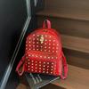 Schoolbag1011 New Korean Version Fashion Rivet Soft Pu Texture Solid Color Backpack Casual Women's Backpack Trendy Bag