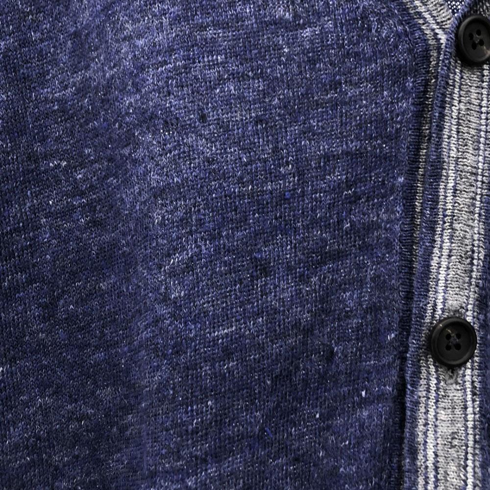 Paul Smith Langärmiger Leinen-V-Ausschnitt-Cardigan M Marine x grau Herren Gebraucht