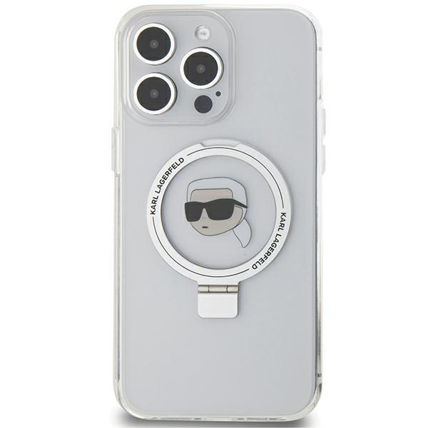 Etui Do iPhone 15 Pro Karl Lagerfeld Ring Stand MagSafe Białe