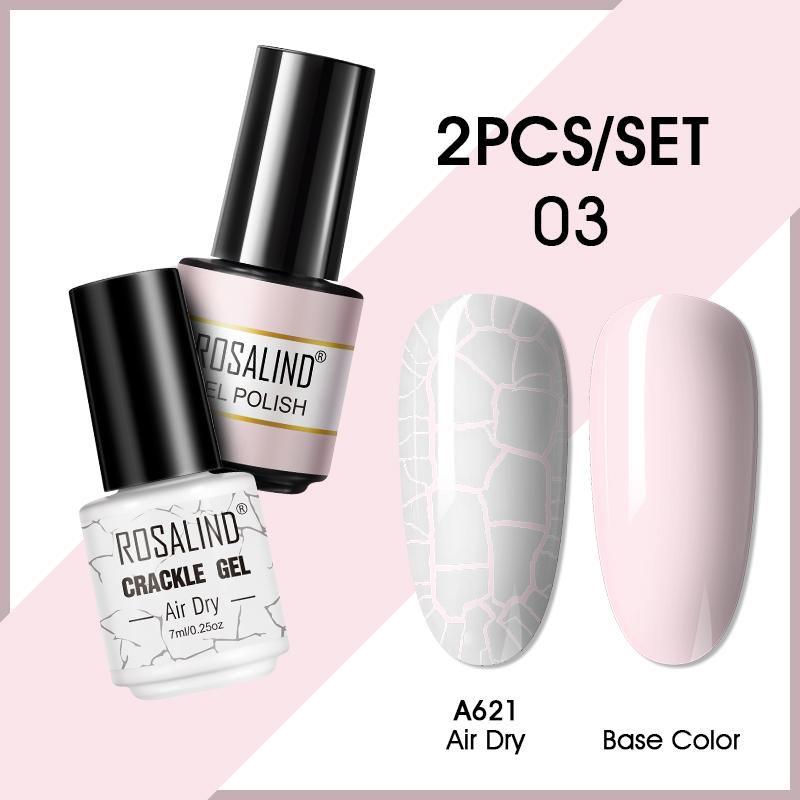 ROSALIND 7ml Nagelgel Nagellack Cracked Gel Semi-Permanent Esmalte Hybrid Lack UV Nagelkleber Nagellack Primer Matt 2er Set