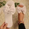Fashion Women Bow Knot Slippers Corduroy Living Room Shoes Home Casual Indoor Slippers Lightweight Anti Slip Sandals Soft Slides Women