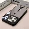 Black Airplane Pattern Mirror Phone Case Suitable for iPhone 17 16 15 14 13 12 11 Pro/Max/Plus Anti Drop and Shockproof