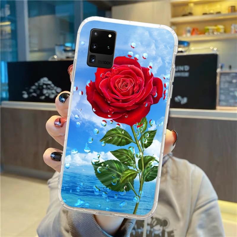 Blume Rote Rose Blume Handyhülle Für Samsung Galaxy S10 S21 S22 Plus Ultra A91 A51 A21S A12 Transparente Handyhülle
