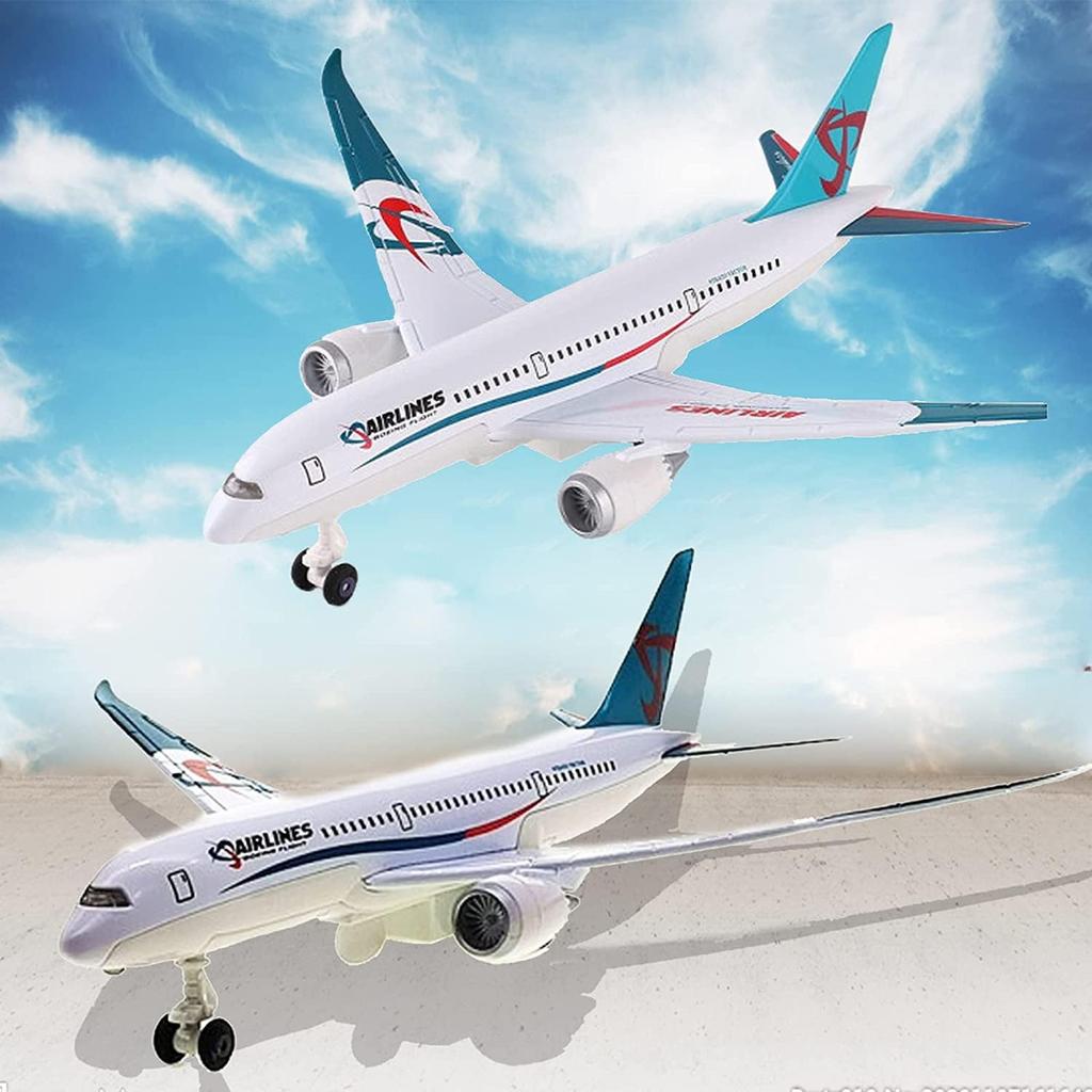 Boeing 787 Airplane Toys Bump and Go Airlines Die Cast Metal Model Plane Toy with Lights and Sounds for Kids