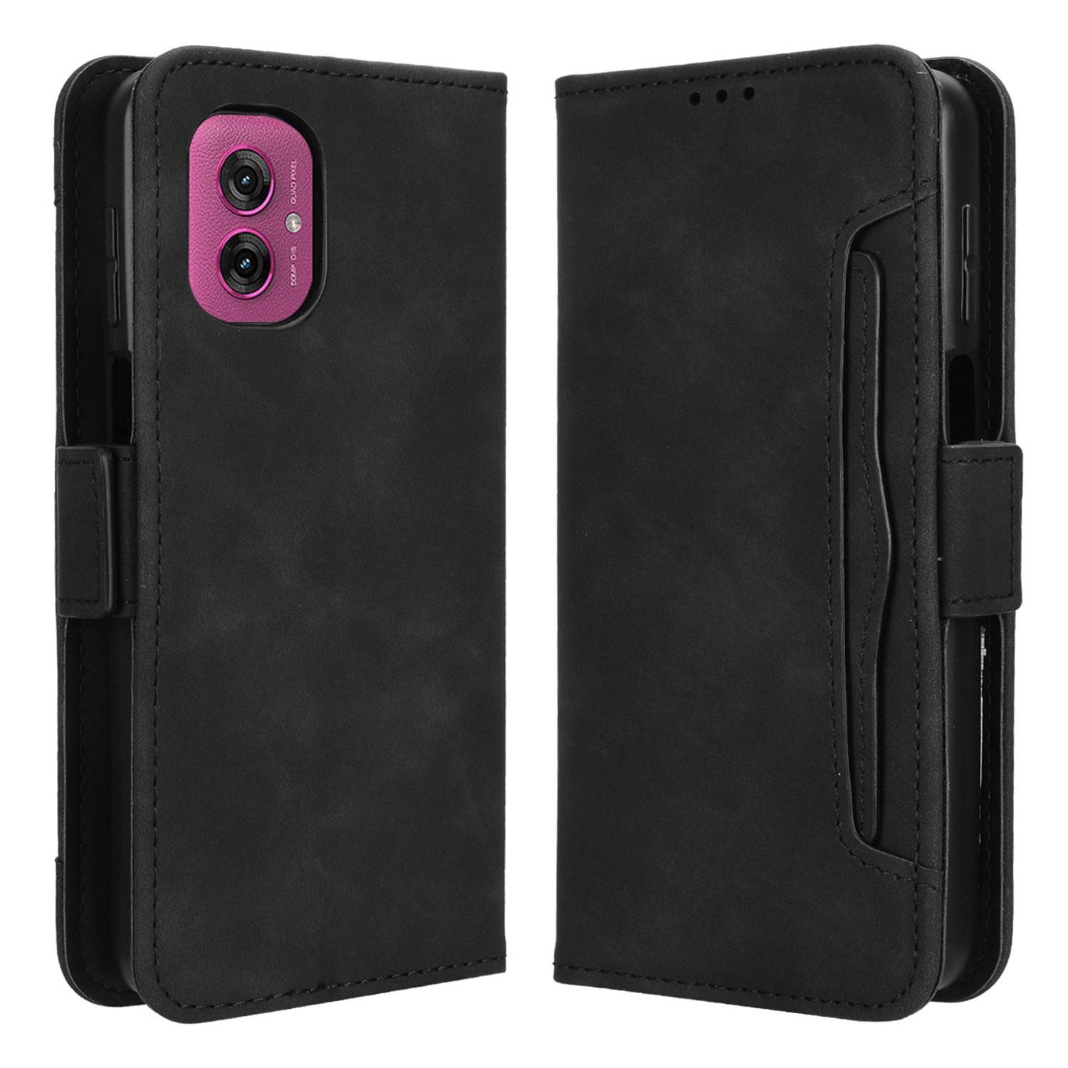 

For Motorola Moto G55 5G Leather Case Phone Wallet Cover with Multiple Card Slots Black