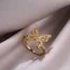 Adjustable Vintage Elegant Bow Open Ring, Fashion Light Luxury Niche, Exquisite Index Finger Zircon Accessory Gifts For Women