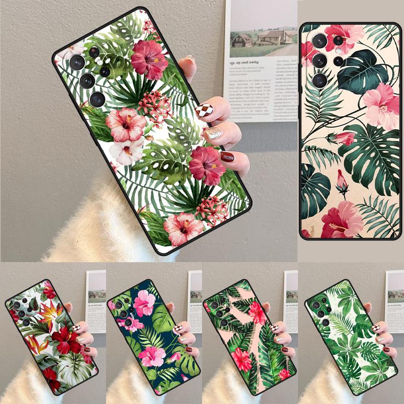 Custodia per Telefono in TPU con Foglie Tropicali per Samsung Galaxy note 10 pro S26 S25 S24 S23 S22 Ultra Plus S21 FE S20 Copertura Antiurto