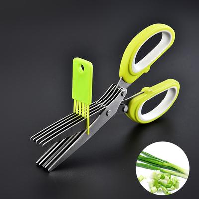 1 Stück 5 Lagen Multifunktionale Edelstahl Küchenmesser Schalotten Sushi Geschnitten Frühlingszwiebeln Geschnitten Kräuter Gewürze Schere