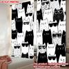 Set aus 2 flach bedruckten Happy Valentine Day Fenstergardinen Schwarz Weiß Katze Digitaldruck Polyester Festlicher Wandvorhang