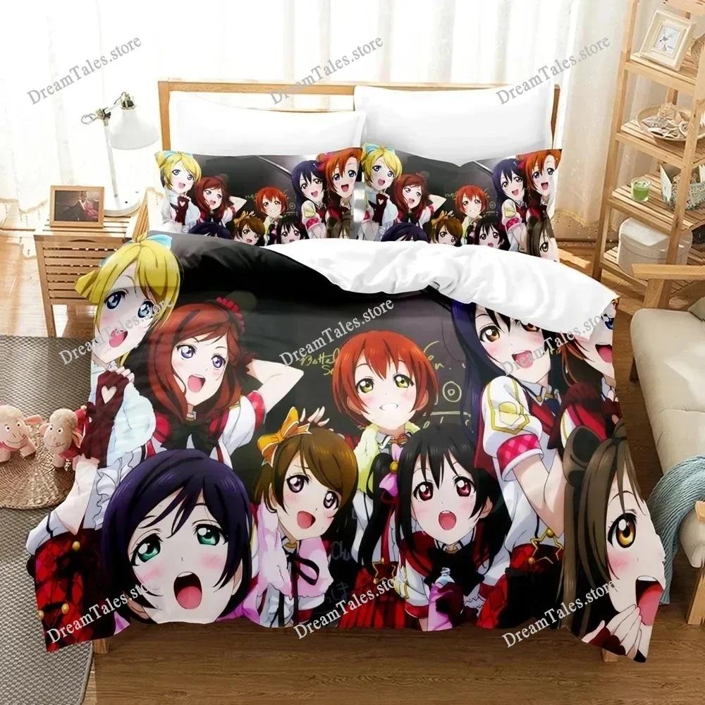 3D Cartoons LoveLive! School Idol Project Bedding Sets Duvet Cover Set with Pillowcase Twin Full Queen King Bedclothes Bed