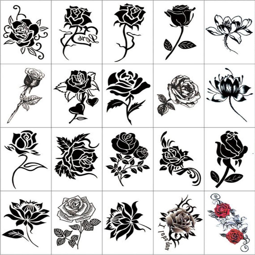 5/10/20/30/50 Pcs Rose/ Butterfly Pattern Butterfly Tattoo Stickers Flower Tattoo Stickers  Women