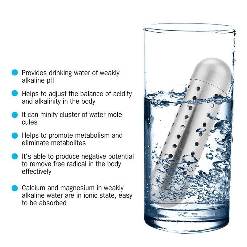 Bastone Per Acqua Alcalina All'Idrogeno: In Acciaio Inox, Ionizzatore Portatile Da 13,6 Cm. Trasforma L'acqua In Alcalina Ricca Di Minerali. Aiuta A Bilanciare Il PH. Comodo E Riutilizzabile.